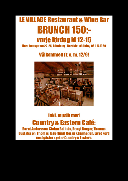 Brunch concerts w Country and Eastern Café every saturday