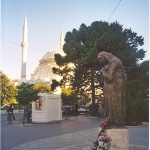 Shkodër, Albania: mosque and statue of Mother Teresa (2007), (c) Ardian Ahmedaja