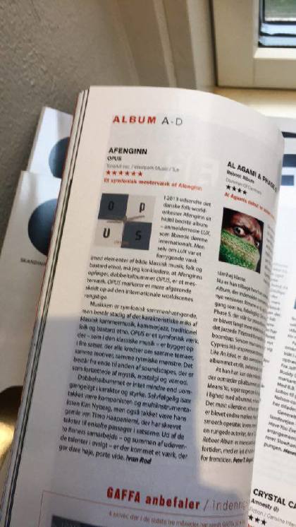 6 STARS FOR OPUS IN GAFFA MAGAZINE