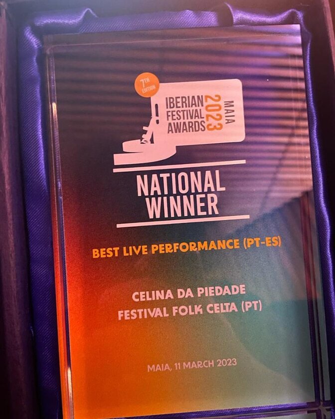 CELINA DA PIEDADE WINS "BEST LIVE PERFORMANCE"" AWARD