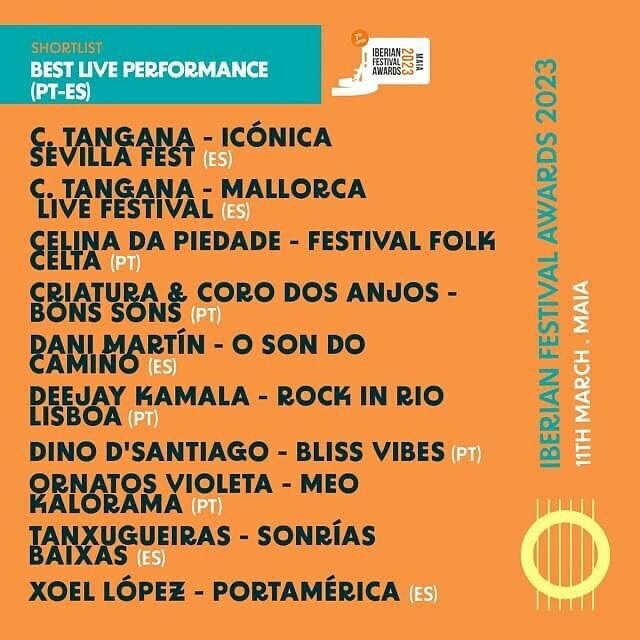 CELINA DA PIEDADE NOMINATED FOR "BEST LIVE PERFORMANCE"