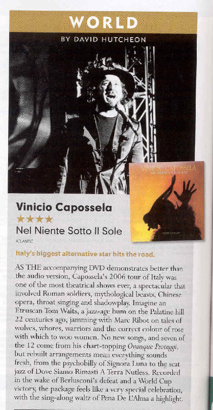 Vinicio Capossela: Nel niente sotto il sole is MOJO'S album of the month 