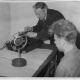 Marian Sobieski is recording on decelith machine, 1949